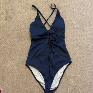 Navy tie front cupshe Swimsuit